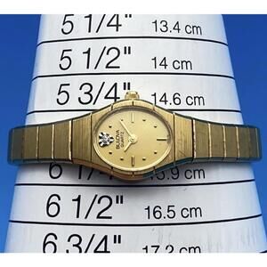 Vintage Bulova Diamond Dial Ladies Watch 1988 GoldTone 92K75